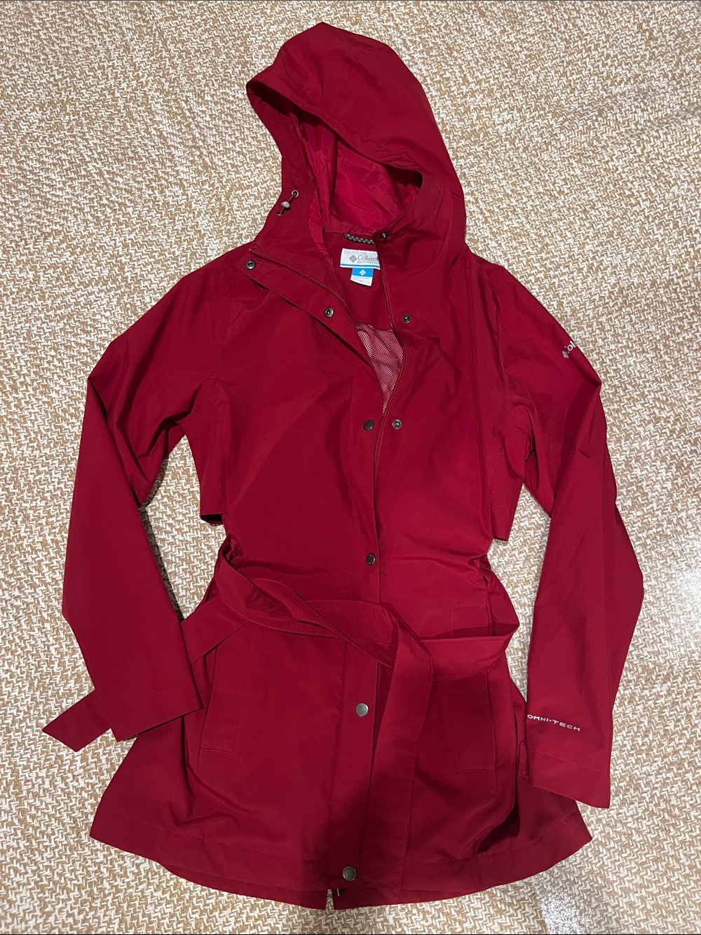 Columbia Women's Red Hooded Rain Jacket Size M